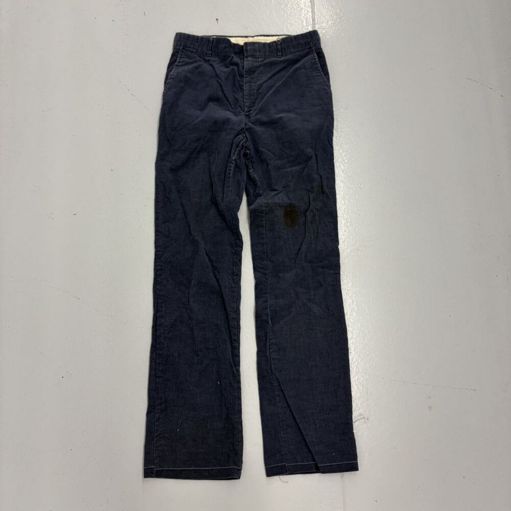 Vintage 60s 70s Navy Straight Leg Corduroy Pants 30x32